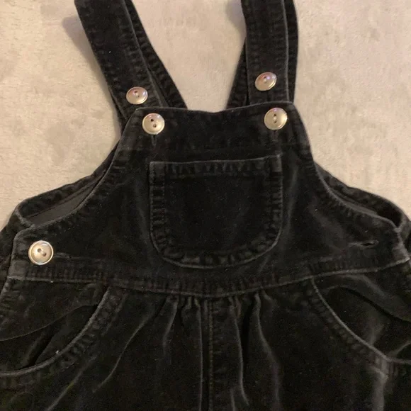 Vintage Baby Girl‎ 18 Month Velvet Velour Black Overalls Y2K - Picture 3 of 6